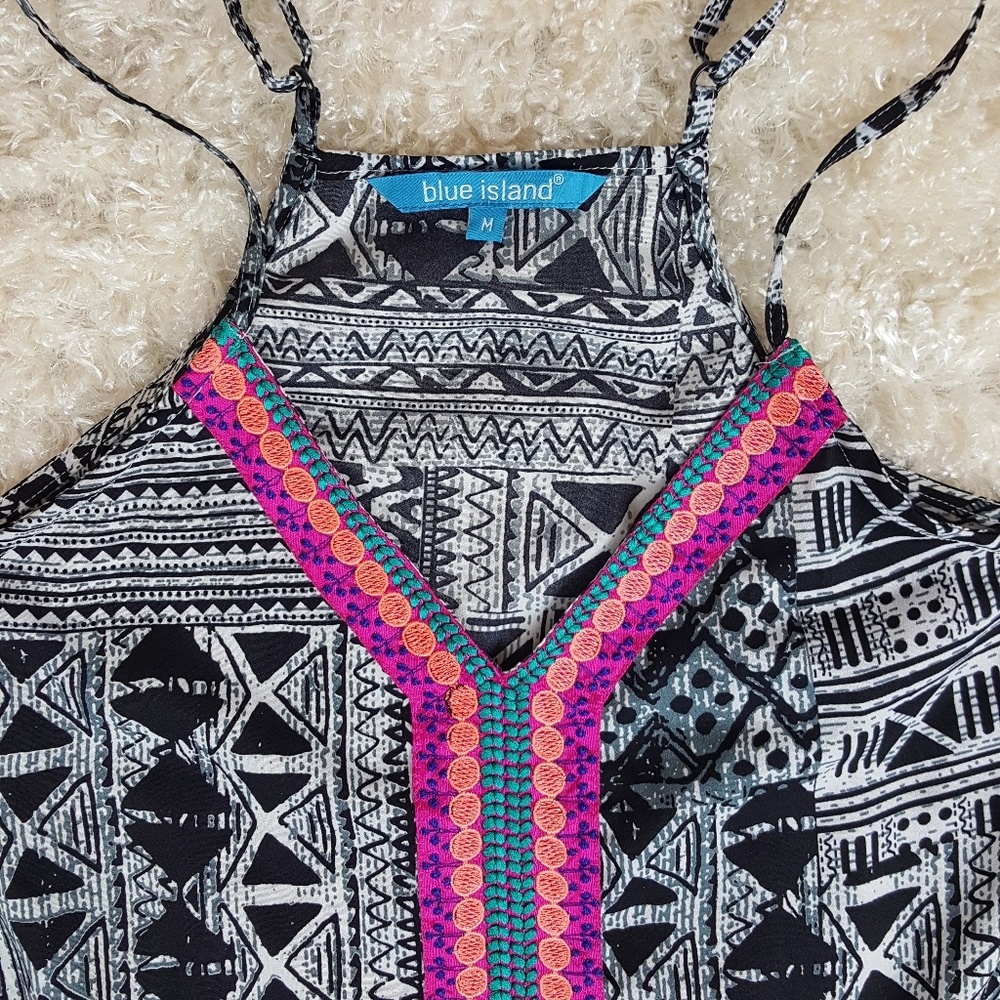 Blue Island Abstract Geometric Print Romper - Picture 3 of 7